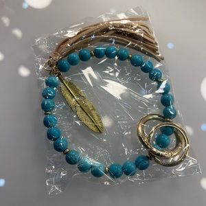 Bohemian Blue Stone Beaded Keyring bracelet